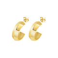 Small Flat C-Shape Hoop Stud Earrings Gold Steel Pair view 5
