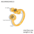 Open Ring Balls And Pavé Discs Czech Diamond Gold Steel view 6