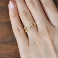 Gold Tone Leaf Vine Open Ring Clear Stones Sizes 6-10 view 4