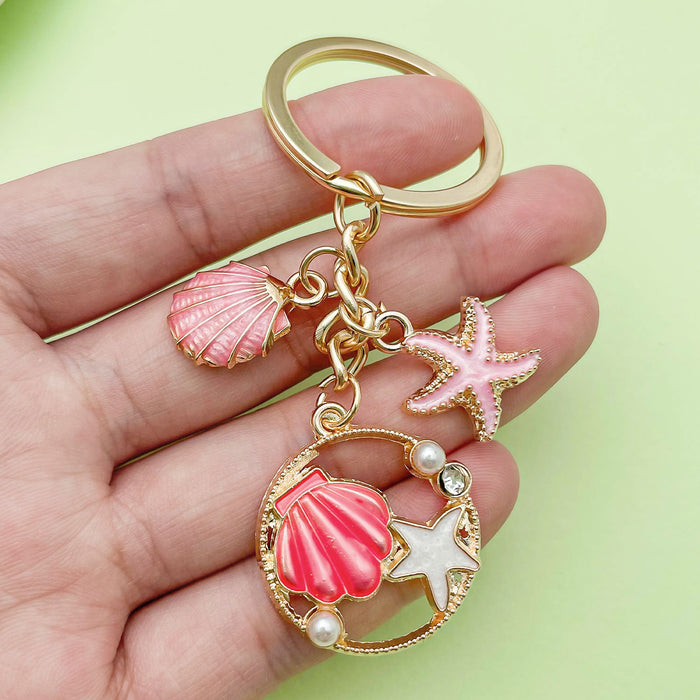 Starfish, Conch and Shell Charm Keychains in 30 Pictured Variations for Bags and Keys