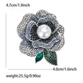 Layered Crystal Peony Brooch in Pink or Blue With Pearl Center view 5