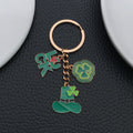 Two Green Hat Clover and Lucky Letter Keychains with Metal Hardware view 4