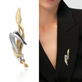 Abstract Two Tone Figure Brooch with Pearl Accent Decorative Lapel Pin view 2