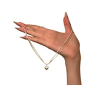 Silver Double Strand Necklace With Small Heart Pendant view 5