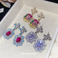 Floral Teardrop Crystal Earrings in Three Colorways view 3