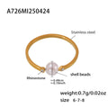 Gold Open Twist Pearl Crystal Rings Sizes Six To Eight view 7