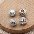 Antique Silver Carved Floral Round Large Hole Bead view 2