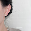 Gold Frame White Enamel Butterfly Stud Earrings Pair view 2