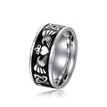 Steel Tone Claddagh Heart Hands Crown Band Celtic Knot Ring view 5