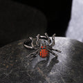 Gunmetal Spider Open Adjustable Ring Red Crystal Eyes view 3
