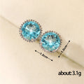 Blue Cushion CZ Stud Earrings Silver Beaded Border Pair view 5