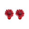 Red Fabric Floral Drop Earrings in Four Distinct Designs view 5