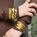 Sculpted Hinged Bangle Collection in Three Gold Tone Designs view 1