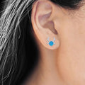 Silver Tone Reindeer Stud Earrings with White or Blue Center view 3
