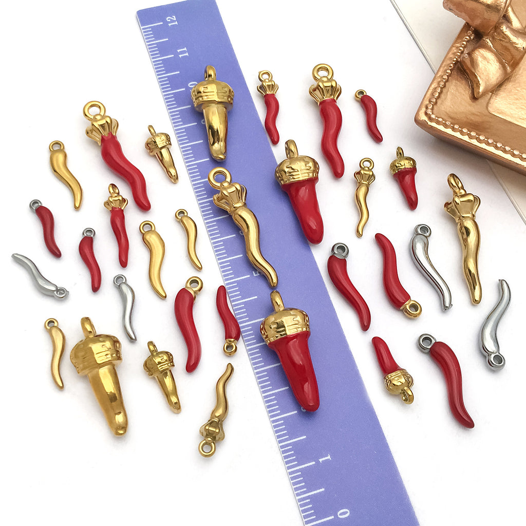 Stainless Steel Chili Pepper Charm Pendant for DIY Bracelet Necklace Keychain Making