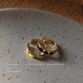Gold Tone Open Adjustable Ring Multicolor Enamel Heart Band view 4