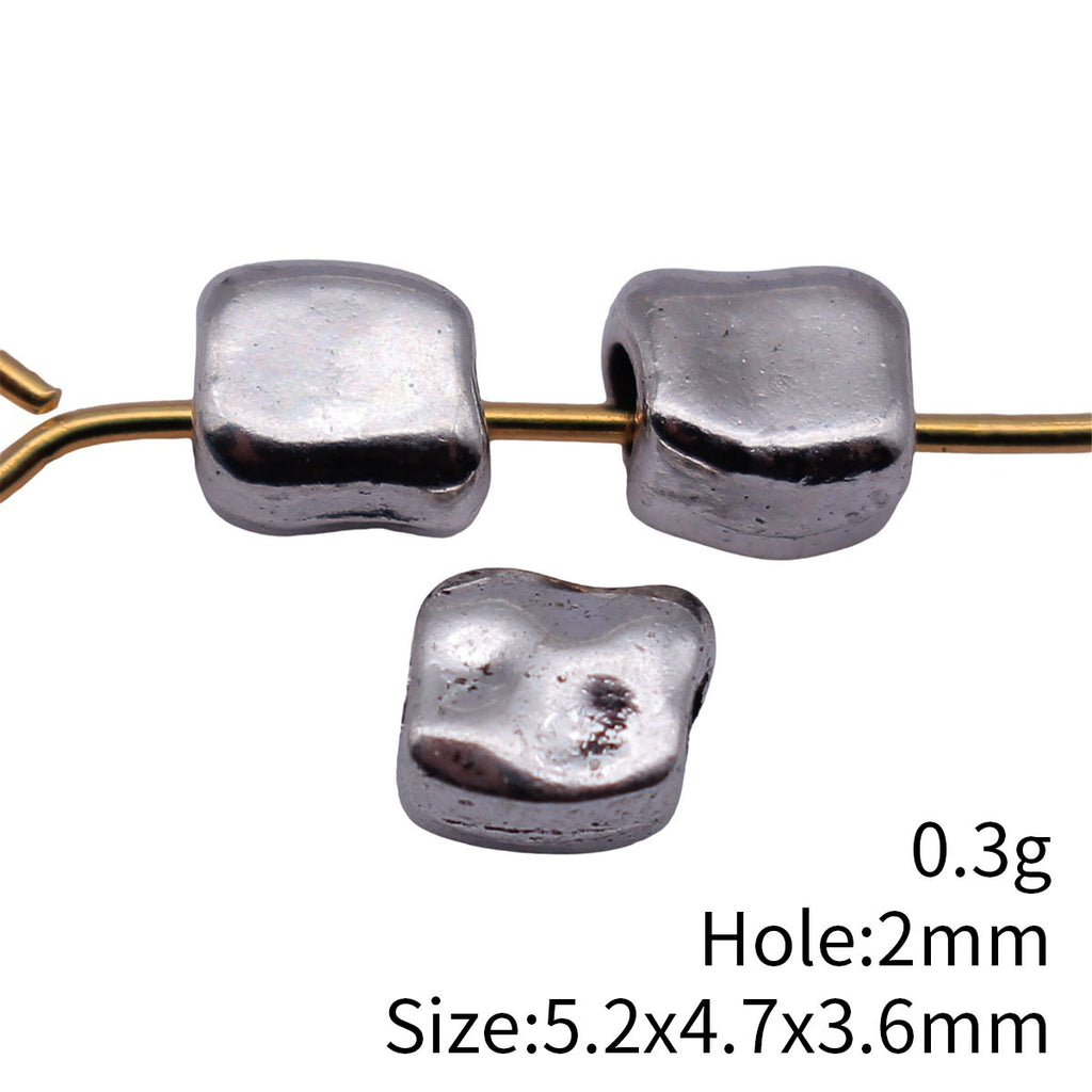 5.2x4.7x3.6mm 0.3g Antique Silver Zinc Alloy Hammered Irregular Spacer Beads for DIY Bracelet Making