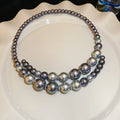Gray Graduated Pearl Choker Multi Size Bead Collar Style view 1