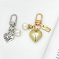 Gold Tone Crystal Charm Keychain With Faux Pearl Pendant view 4