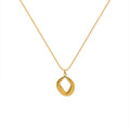 Gold Ball Chain Irregular Open Geometric Ring Pendant Necklace view 5