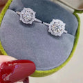 Silver Tone Octagonal Halo Ring With Round Center Stone view 2