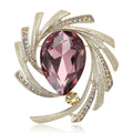 Gold Tone Teardrop Crystal Swirl Brooch Rhinestone Pin view 2