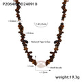 Natural Tiger Eye Chip Bead Necklace With Shell Pearls view 6
