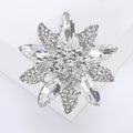 Crystal Flower Brooch Marquise Rhinestone Leaf Burst Pin view 8
