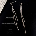 Silver Gold Snake Chain Tassel Drop Earrings Ball Stud view 4