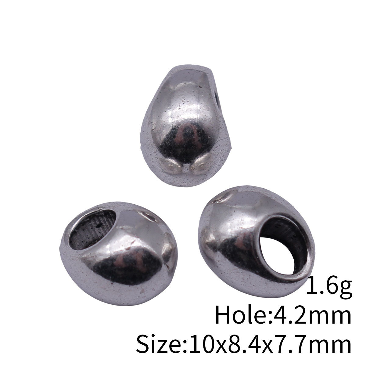 10x8.4x7.7mm/9.4x7.7x7.2mm Antique Silver Zinc Alloy Smooth Egg Shape Spacer Beads for Bracelet Jewelry Making