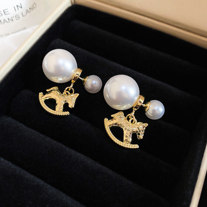 Rocking Horse Pearl Stud Earring Necklace Set 9 Styles
