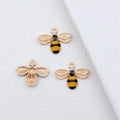 Gold Tone Bee Enamel Pendant Charms in Two Wing Finishes view 4