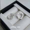 Silver Irregular Twisted Geometric Mini Hoop Earrings view 6
