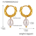 Gold Twisted Hoop Freshwater Pearl Drop Earrings Three Styles view 8