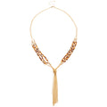 Brown Beaded Tassel Lariat Necklace Decorative Jewelry Design view 5