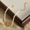 Freshwater Pearl Bracelet Gold Infinity Charm Czech Diamond Accents view 4