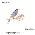 Gold Tone Enamel Bird Pine Branch Brooch Purple Blue view 7