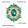 Star Frame Oval Crystal Brooch in Champagne Red White or Green view 5