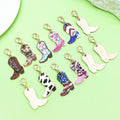 Western Cowboy Charm Keychains Featuring White Boot Across 55 Pictured Variations view 2