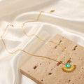 Gold Evil Eye Fan Pendant Snake Chain Necklace Enamel view 4