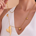 Long Asymmetrical Heart Station Necklaces in Gold and Silver Tone view 3