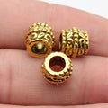 Curled Relief Large Hole Barrel Metal Beads in Two Finishes view 3