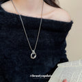 Silver Tone Interlocking Circle Pendant Necklace Pendant Jewelry view 3