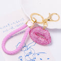 Rhinestone Lips Keychain Braided Cord Options Multi Colors view 1