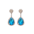 Colorful Teardrop Crystal Flower Drop Earrings Fashion Jewelry for Women view 5