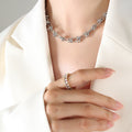 Steel Knot Link Chain Necklace And Matching Bracelet Set view 1