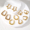 Gold Tone Open Geometric Hoop Earrings in Eight Designs view 1
