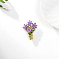 Green Purple Wheat Crystal Enamel Two Designs Metal Brooch Pin view 2
