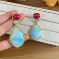 Color Block Resin Teardrop Earrings in Two Designs view 7