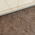 Gold Tone Sun Pendant Necklace with Fine Chain Drop view 2